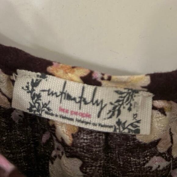 Intimately Free People Chocolate Brown Floral Ruffle Strap Tank Bodysuit Size XS - Picture 10 of 15